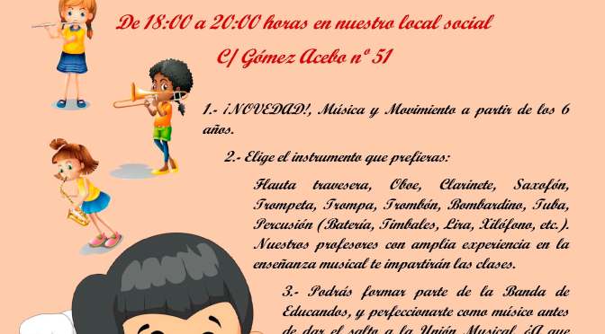 PREINSCRIPCIONES ESCUELA DE MÚSICA CURSO 2018/19